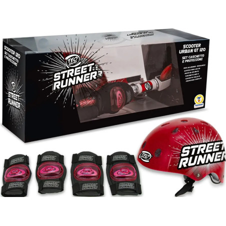Teosport - Set Monopattino Casco e Protezioni Max Rosso