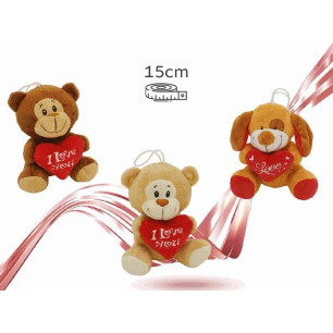 Animali Peluche Con Cuore 15 Cm
