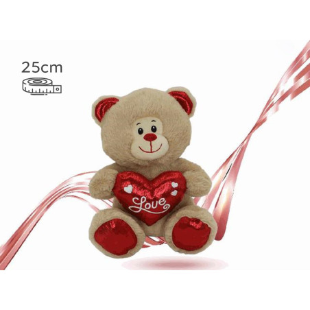 Orso Peluche Con Cuore 25 Cm