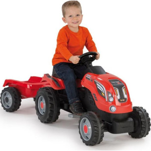 Smoby Trattore Farmer Xl Rosso Con Rimorchio