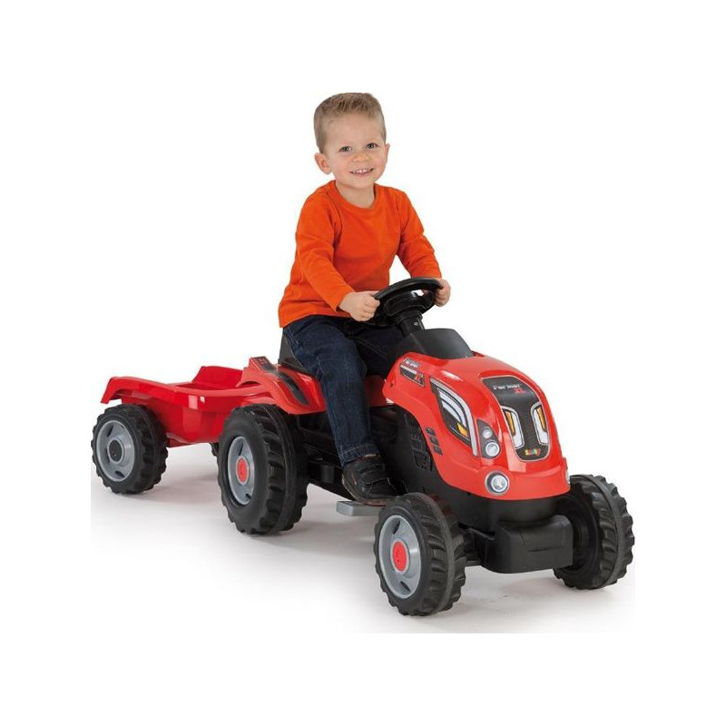 Smoby Trattore Farmer Xl Rosso Con Rimorchio