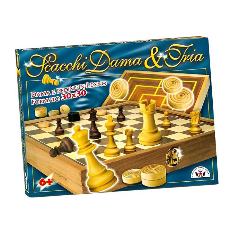 Scacchi Dama Tria Legno 30x30 Scatola