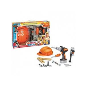 Maxi Brico Playset Trapano Batteria Casco E Acc.