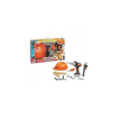 Maxi Brico Playset Trapano Batteria Casco E Acc.