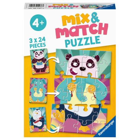 Witzige Tiere - Ravensburger 3 Puzzle da 24 Pezzi Mix e Match Animali Musicali