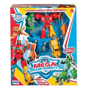 Set Mega Team Robots 5 Dinosauri Trasformabili