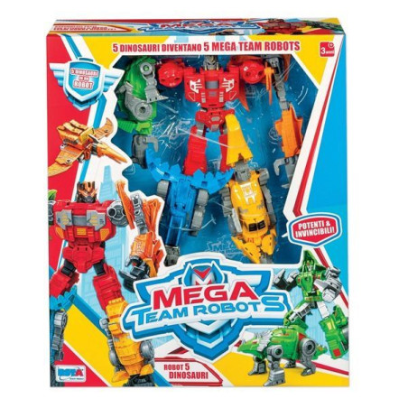 Set Mega Team Robots 5 Dinosauri Trasformabili