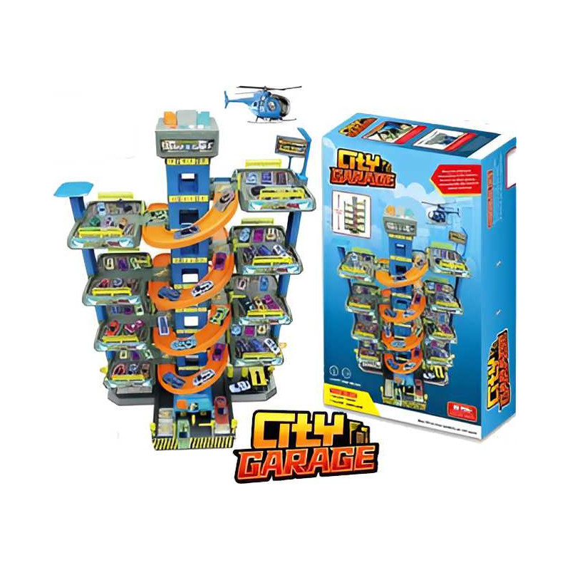 Urban City Mega Garage Elettr. 9 Piani 2 Veicoli In Metallo Luci E Suoni