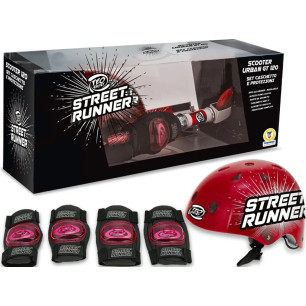 Teosport - Set Monopattino Casco e Protezioni Max Rosso