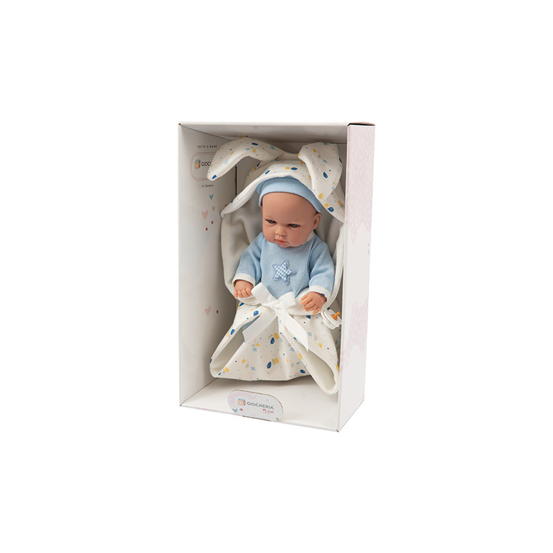 Arias - Bebè 33 Cm Coperta Con Orecchie Azzurro 60288