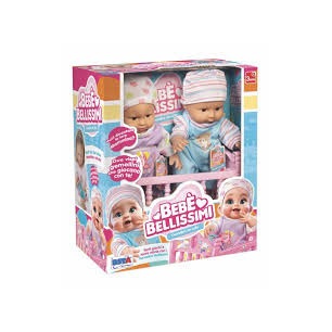 Bambola Bebe Bellissimi Gemelli 20 Cm Con Letto
