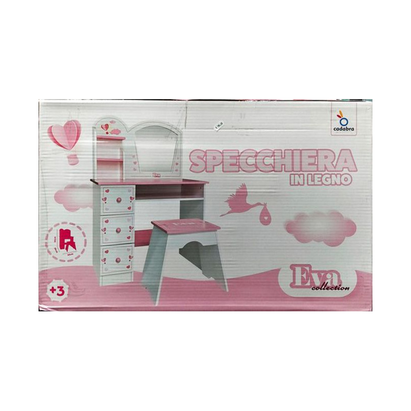 Girly Generation Specchiera E Sgabello In Legno