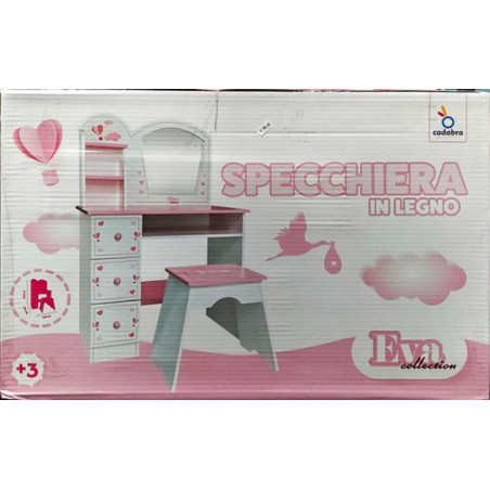 Girly Generation Specchiera E Sgabello In Legno