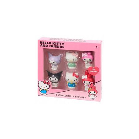 Hello Kitty 3d Erasers 6 Pack