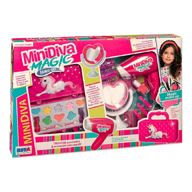 Set Minidiva Cosmetici Trucchi Phon E Accessori