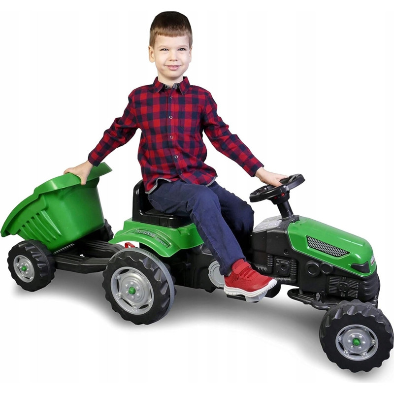 Active Pedal Operated Tractor With Trailer-green