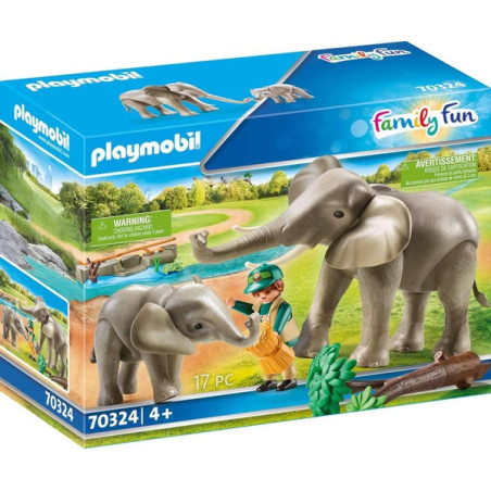 Guardiano Dello Zoo Con Elefanti