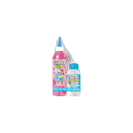 Set Glitter Glue/slime+attivatore, Glitter/metal,180+65 Ml M